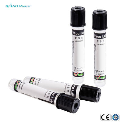 %3.8 Sodyum Sitrat Vakumlu Kan Alma Tüpleri Siyah Üst ESR Kan Test Tüpü