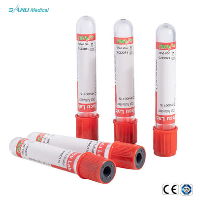 Kırmızı Üst 3ml Cam Kan Alma Tüpleri Vakum Pıhtı Aktivatör Tüpü