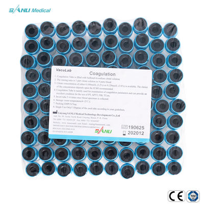 Pıhtılaşma Testi için Vakumlu Kan Alma Sodyum Sitrat Tüpü 13x75mm