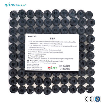 Siyah Üst Eritrosit Sedimantasyon Hızı Tüpü 13x75mm 1.6ml steril