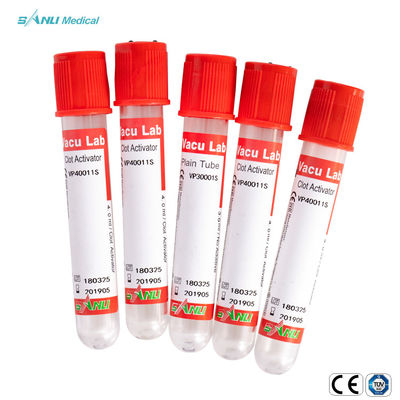 Biyokimyasal Testler için Pıhtı Aktivatör Cam Kan Alma Tüpleri Vakum 5ml