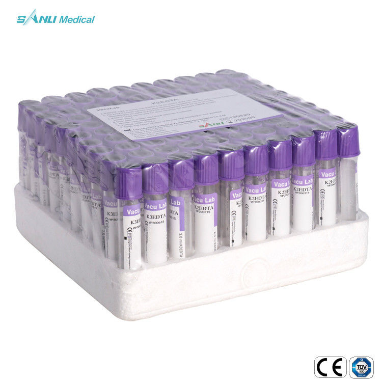 CE ISO Tek kullanımlık serum kan toplama tüpü mor 2ml 3ml 4ml 5ml EDTA K2 K3 tüpü