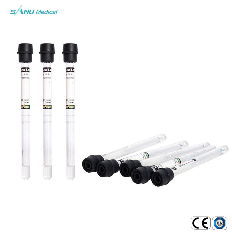 CE ESR Cam Vakumlu Kan Alma Tüpü 1.6ml Tek Kullanımlık %3.8 Sodyum Sitrat